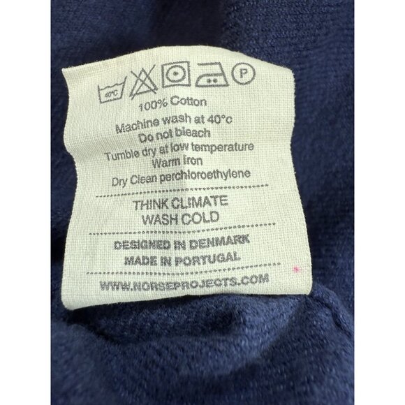 Norse Projects Shirt Mens Size Large Navy Long Sleeve Osvald Brushed Flannel - Picture 8 of 11